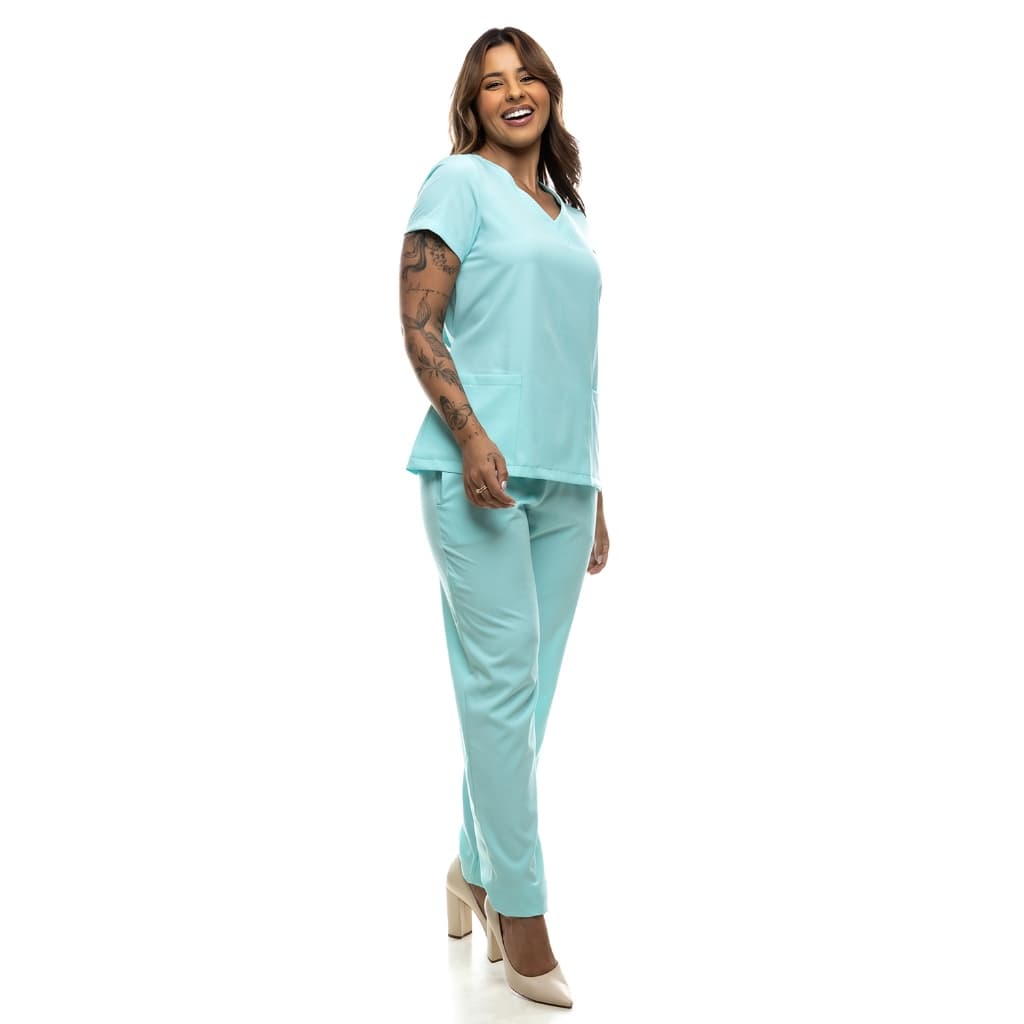 Pijama Cirúrgico Feminino Básico | Conjunto Scrub com Elastano para Saúde | Enfermagem Odonto Vet