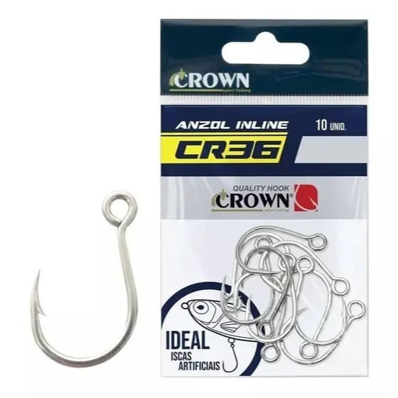 Anzol Crown In Line CR36 Para Iscas Artificiais – 10und