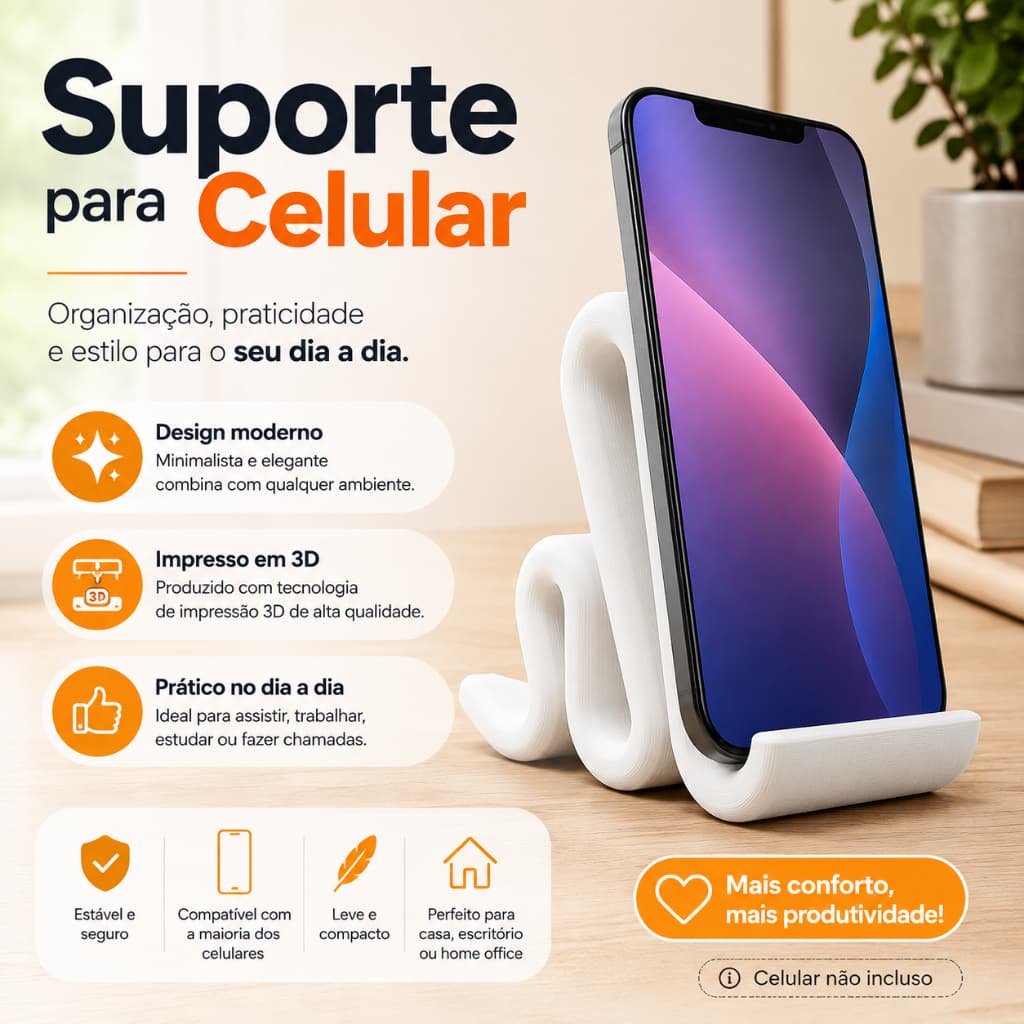 Suporte Para Celular De Mesa Porta Celular Apoio Universal Colorido