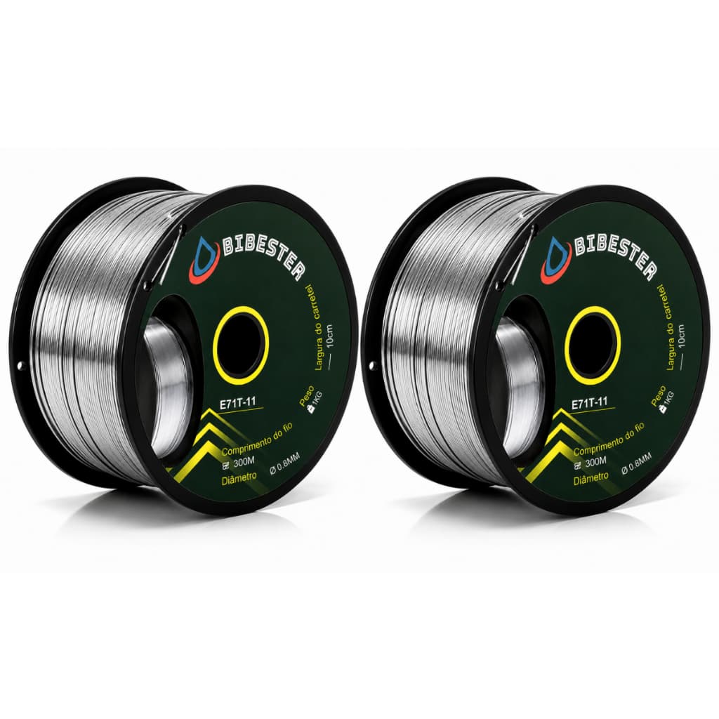 Kit 2 Arame De Solda Mig 1kg Tubular Uso Sem Gás 0,80mm Rolo E71T-11 Bibester
