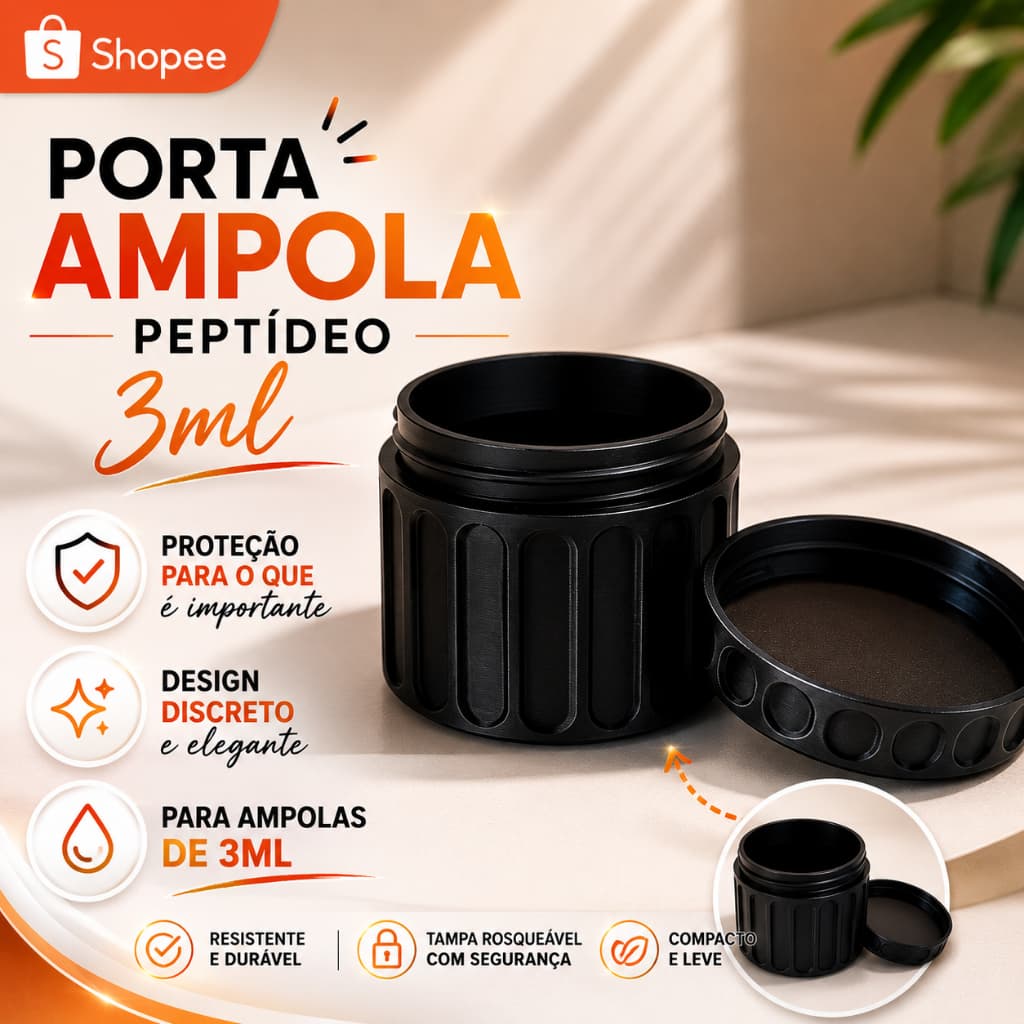 Porta Ampolas 3ml 4 Compartimentos Organizador Peptídeos Compacto Remédios