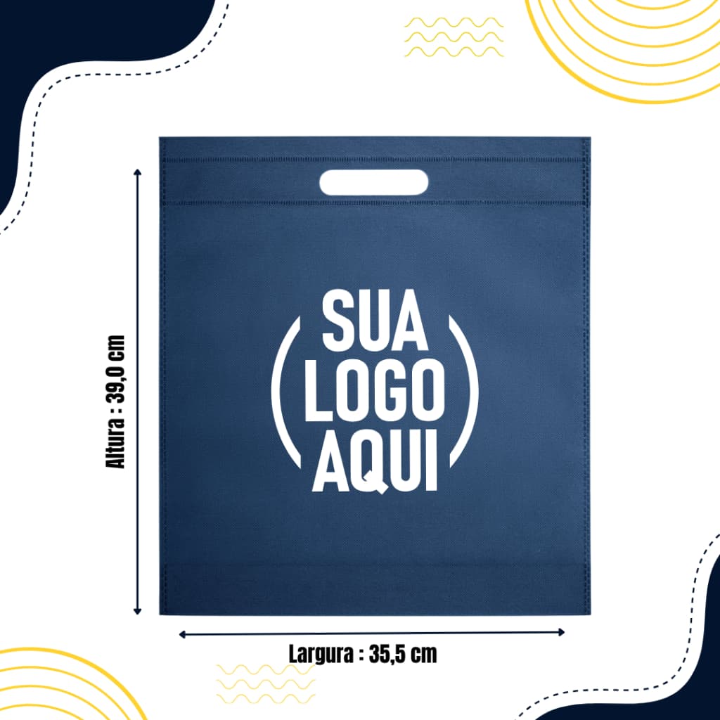 50 | 70 | 100 Sacolas Boca de Palhaço Alça Vazada 39X35,5 Em Silk 1 Cor | Brazão Logo Nome & Frase Sua Arte Aqui