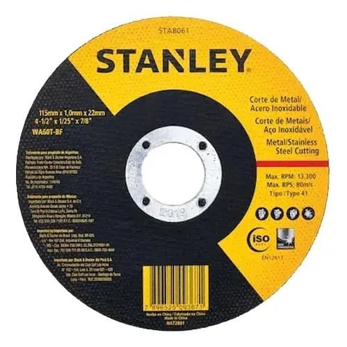 Disco de Corte Fino Abrasivo Metal e Inox 4.1/2" Stanley