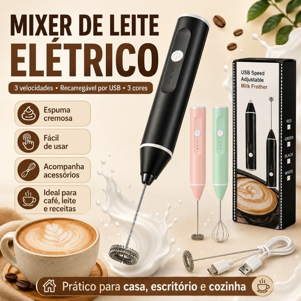 Misturador Elétrico Portátil 2 em 1 - Prático, Funcional e Silencioso