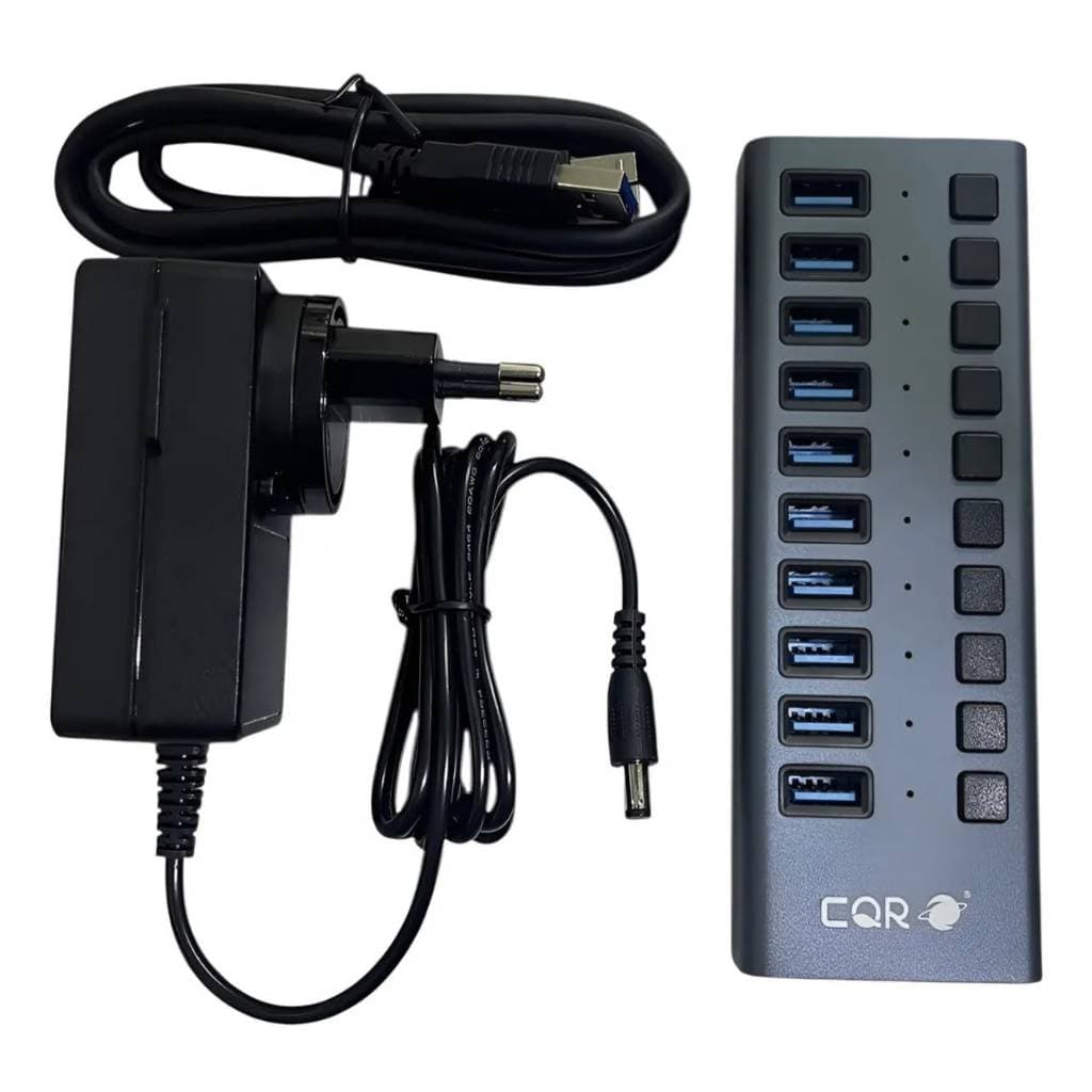 Hub Usb 3.1 10 Portas 10gbps Com Fonte Hs070 Cqr