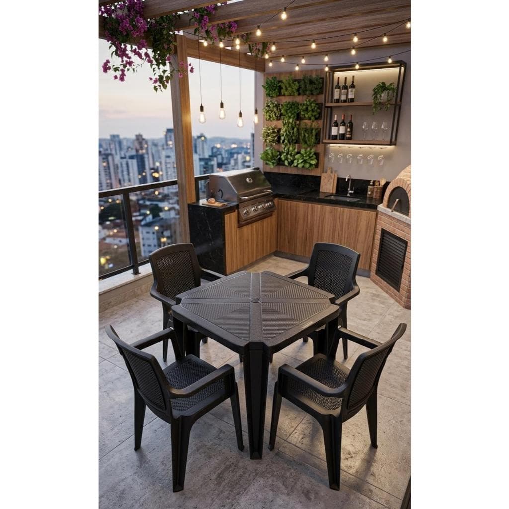 MESA DESMONTAVÉL DUBAI DE PLASTICO RESISTENTE PARA LAZER EVENTOS BUFFET AREA GOURMET PRAIA JARDIM BARES JARDIM CASA