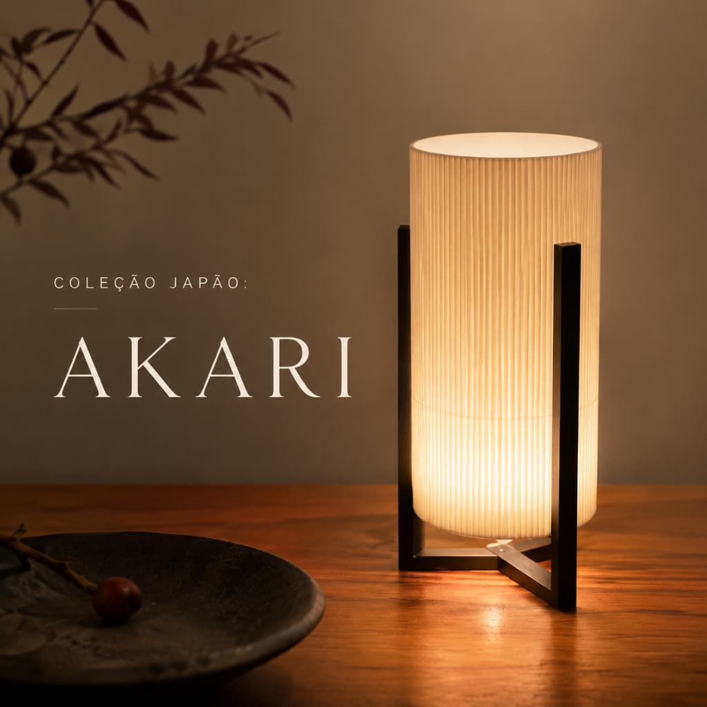 Luminária Japonesa Akari | Luz Quente Decorativa para Quarto e Sala | Coleção Japão