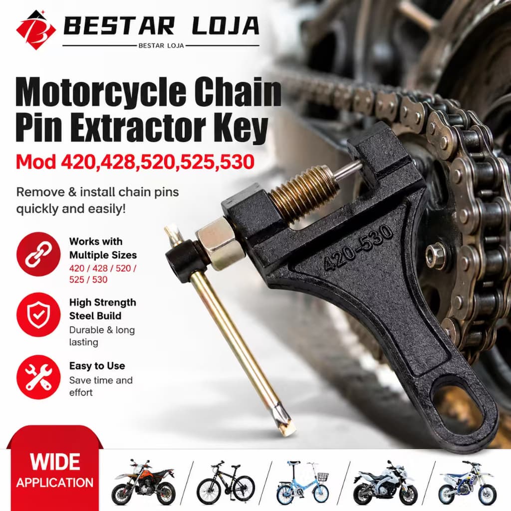 BESTAR LOJA  Chave Extrator Pino Corrente Moto Mod 420,428,520,525,530