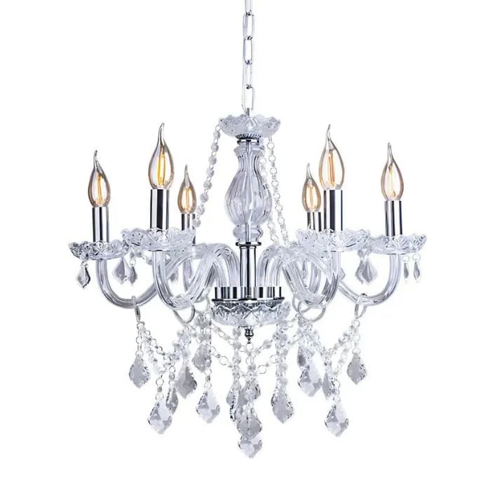 Lustre Luxo Candelabro 6 Braços Ambar Dourado