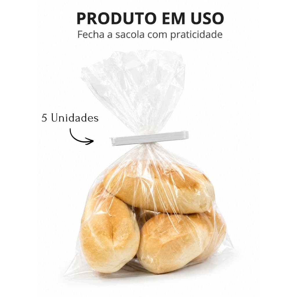 Kit 5 Prendedores Clipes Fecha Pacote Lacre Vedação Saco - Prendedor Fecha Fácil Embalagens Alimentos Cozinha