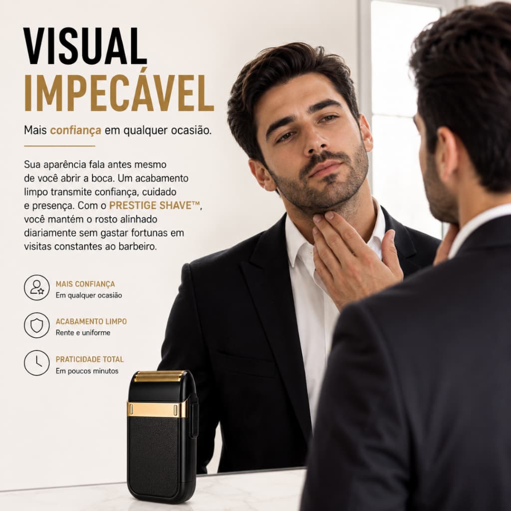 Barbeador Elétrico Profissional Shaver Sem Fio Acabamento Perfeito PRESTIGE SHAVE™