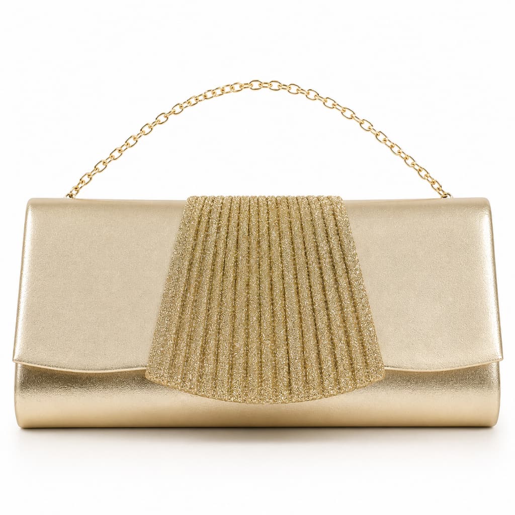 Bolsa Clutch Carteira Feminina Dourada Metalizada Com Brilho Festa Casamento Formatura Madrinha Com Alça Corrente