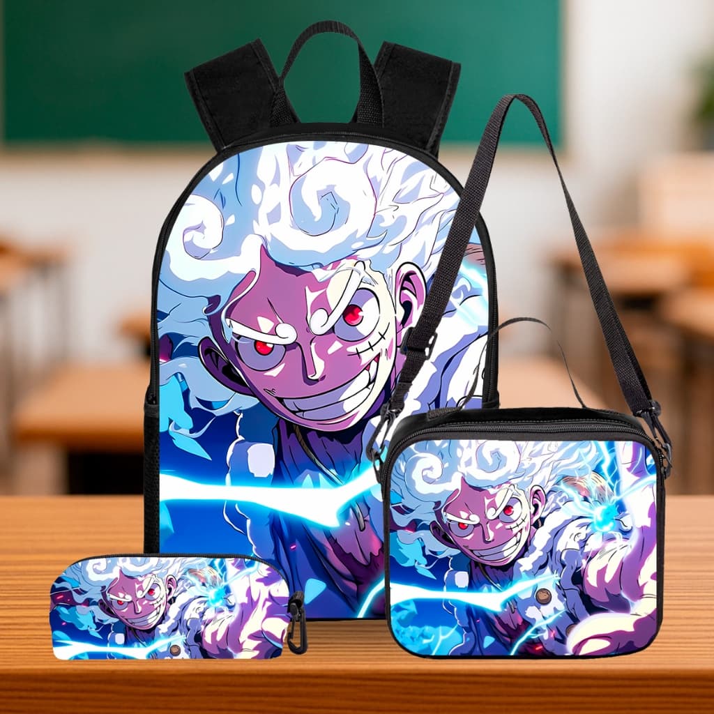 Kit Completo Escolar Infantil Mochila Lancheira Térmica Estojo 1R Anime Piratas