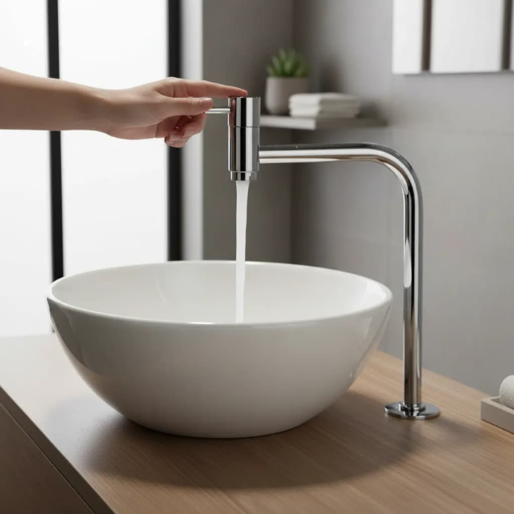 Torneira Banheiro Inox Link Bica Alta Lavatório Cuba Cromado 1/4 de Volta