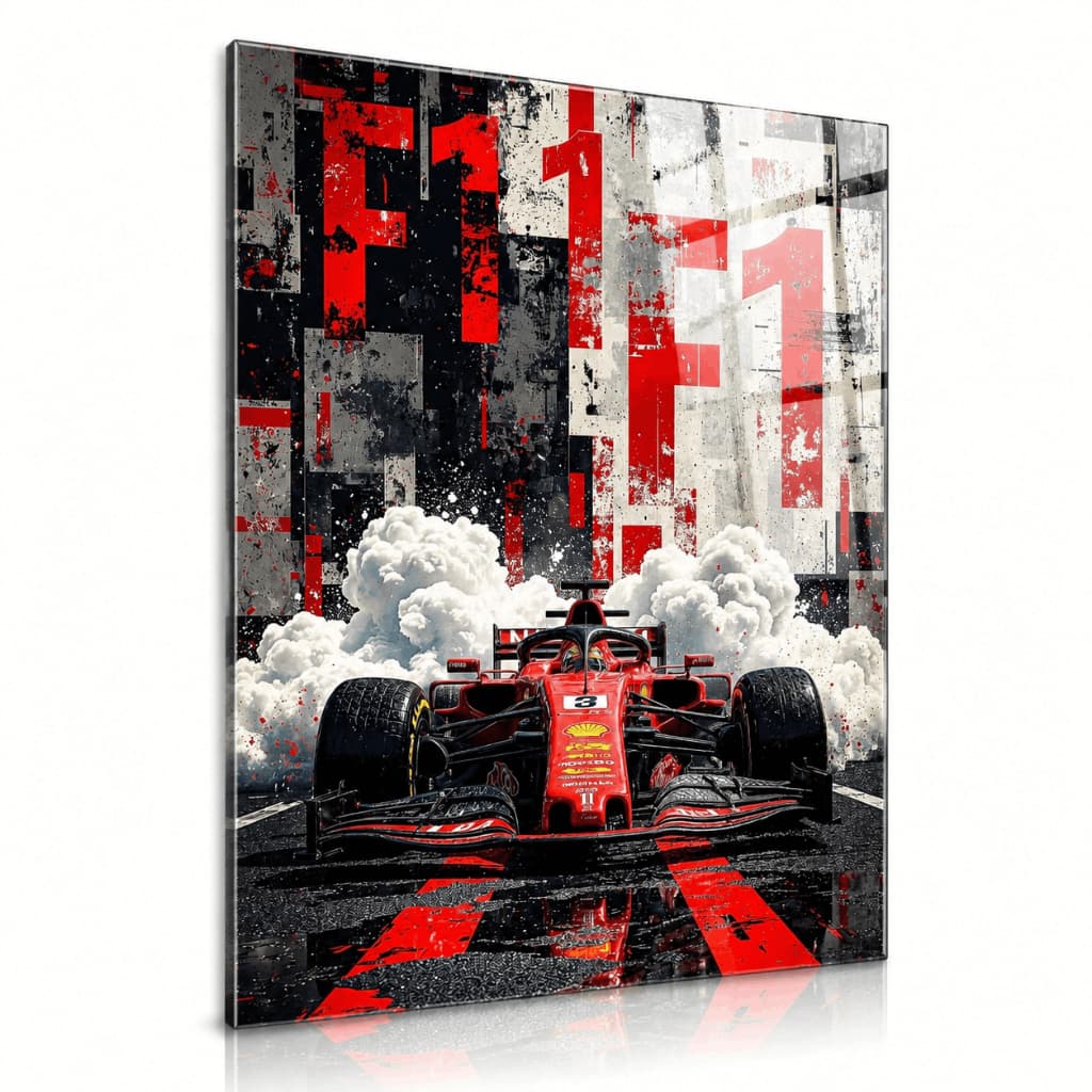 Quadro Decorativo Carro Fórmula 1 Vermelho Arte Racing Premium Moderno Para Sala E Quarto