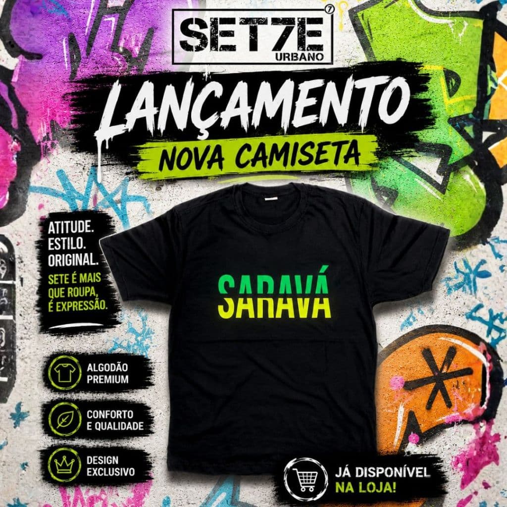 Camiseta SARAVA Unissex Moda Urbana Streetwear Exclusiva