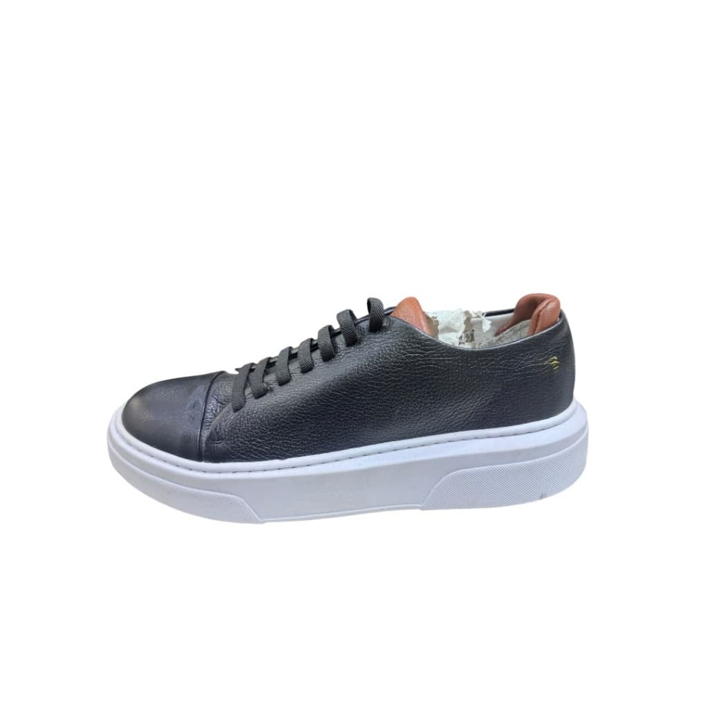 Tênis Casual Masculino Preto Solado Alto Branco Estilo Premium Confortável Dia a Dia