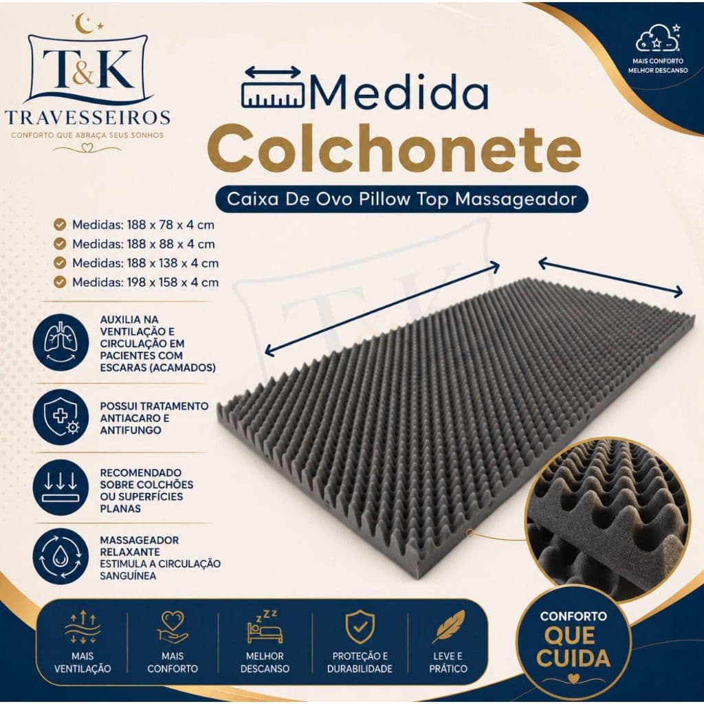 Pillow Top Massageador Colchonete Caixa De Ovo Casca Anti-escaras Solteiro Casal Queen D23
