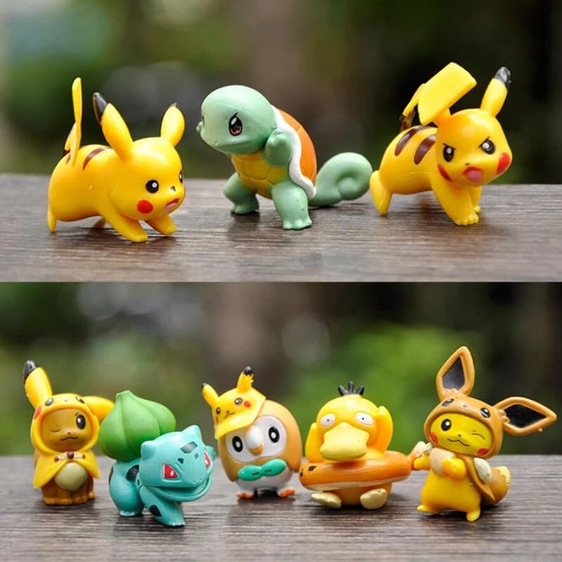Coleção Minifigures Pokemon 8 Peças 3-3x5cm para Presente Geek coleção anime decoração enfeite pikachu squirtle bubassau