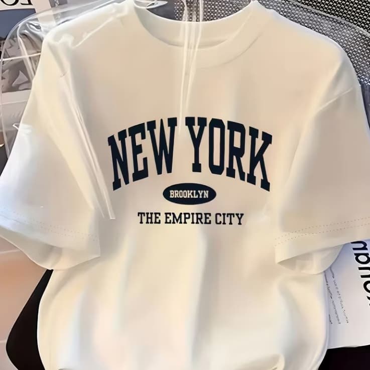 Camiseta New York Brooklyn Masculina Estampa Frontal Streetwear Casual Manga Curta