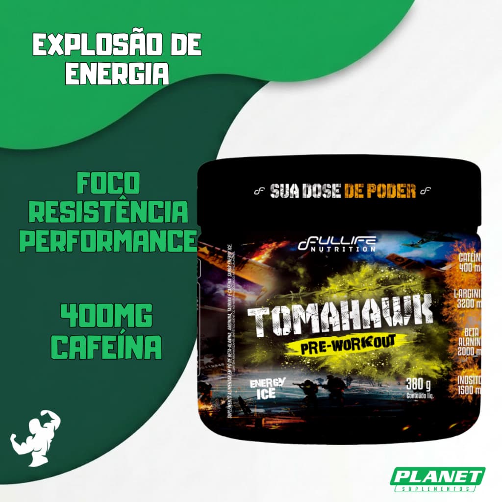 Tomahawk 380g fullife pré treino energia foco força resistência premium original reduz fadiga