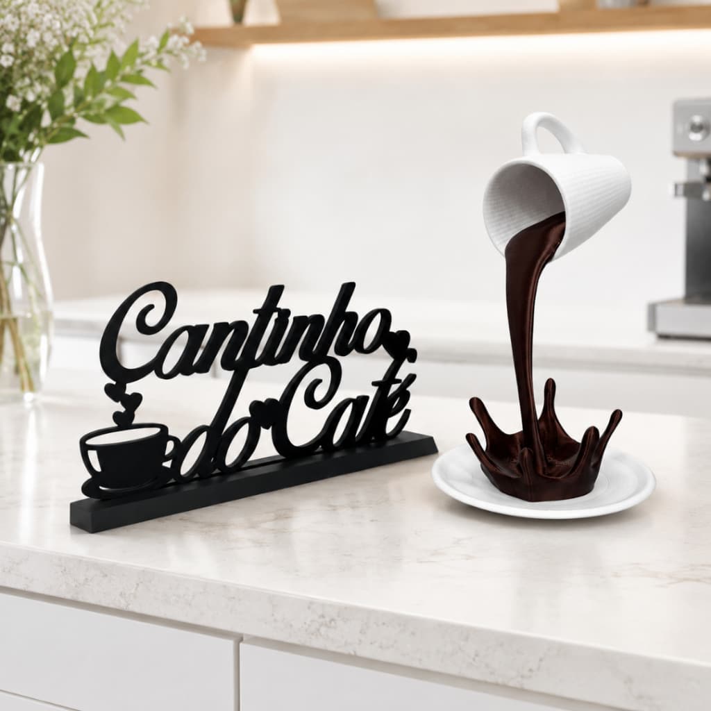 Cantinho Do Café Decorativo com Xícara e Prato Coffe Break Cozinha e Escritório