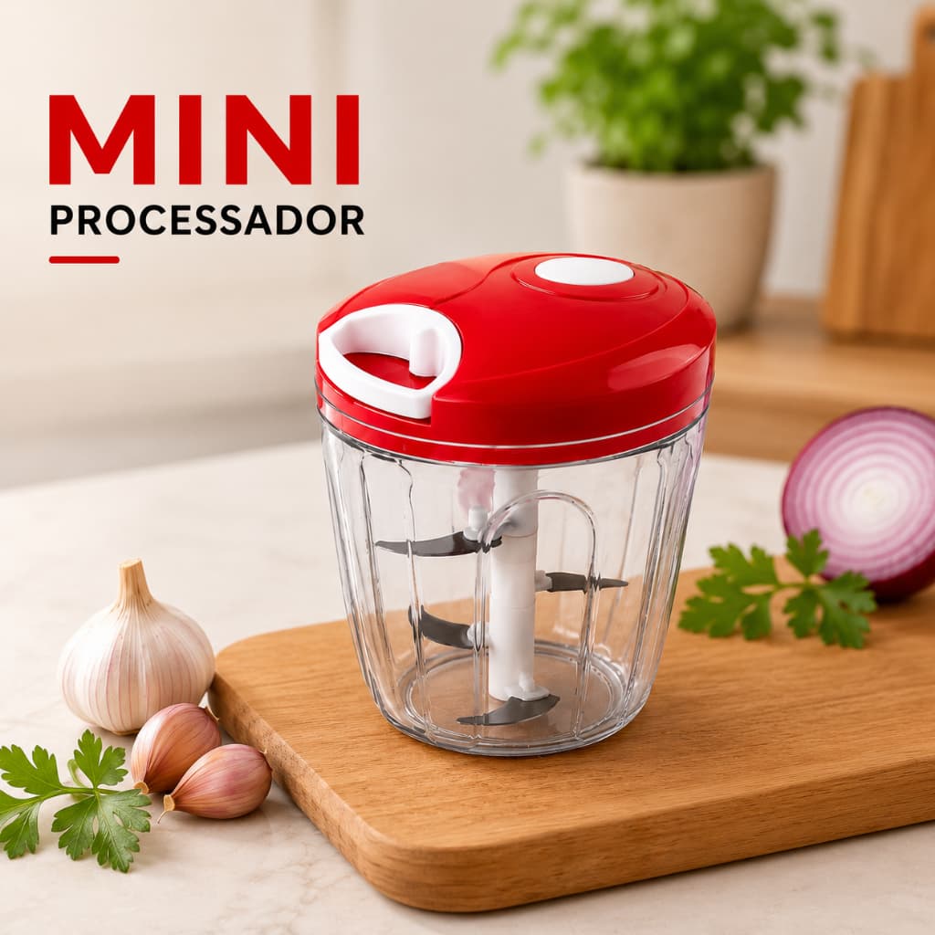 Mini Processador Elétrico Manual Triturador Picador de Alho Cebola Temperos Alimentos SORTIDO