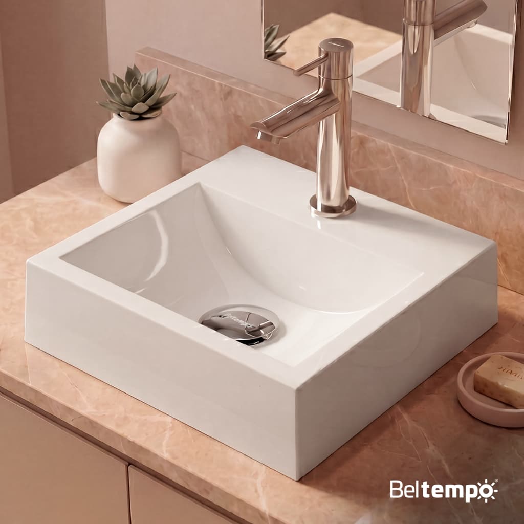 Cuba Pia de Apoio Sobrepor Quadrada 32x30 Banheiro Lavabo Beltempo BT-2002
