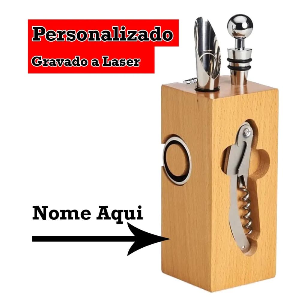 Kit Abridor De Vinho Personalizado com seu nome gratis