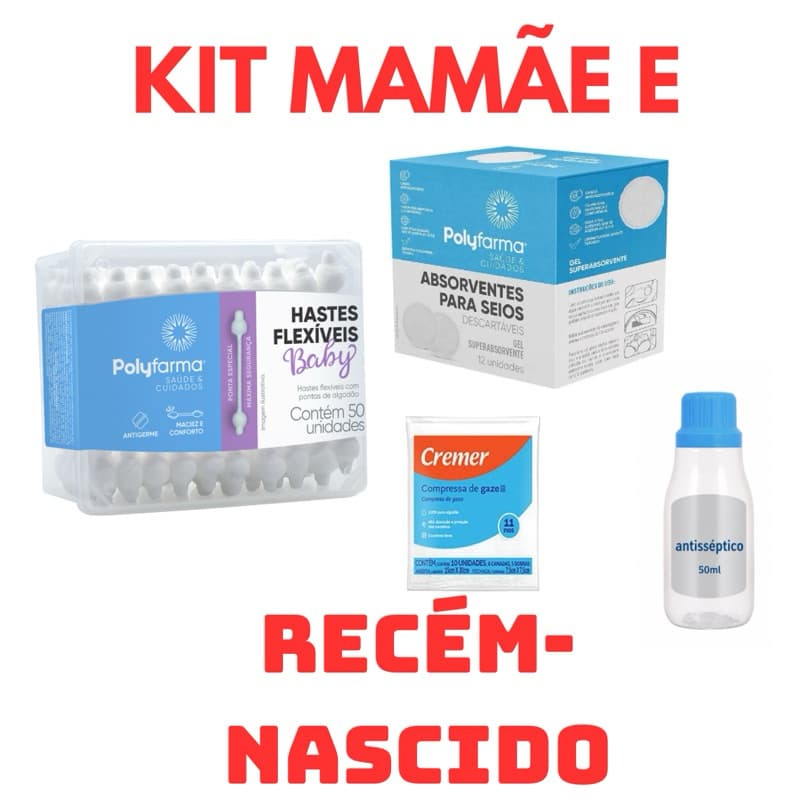 Kit de cuidados com recém nascido na maternidade absorvente pra seios gaze cotonete