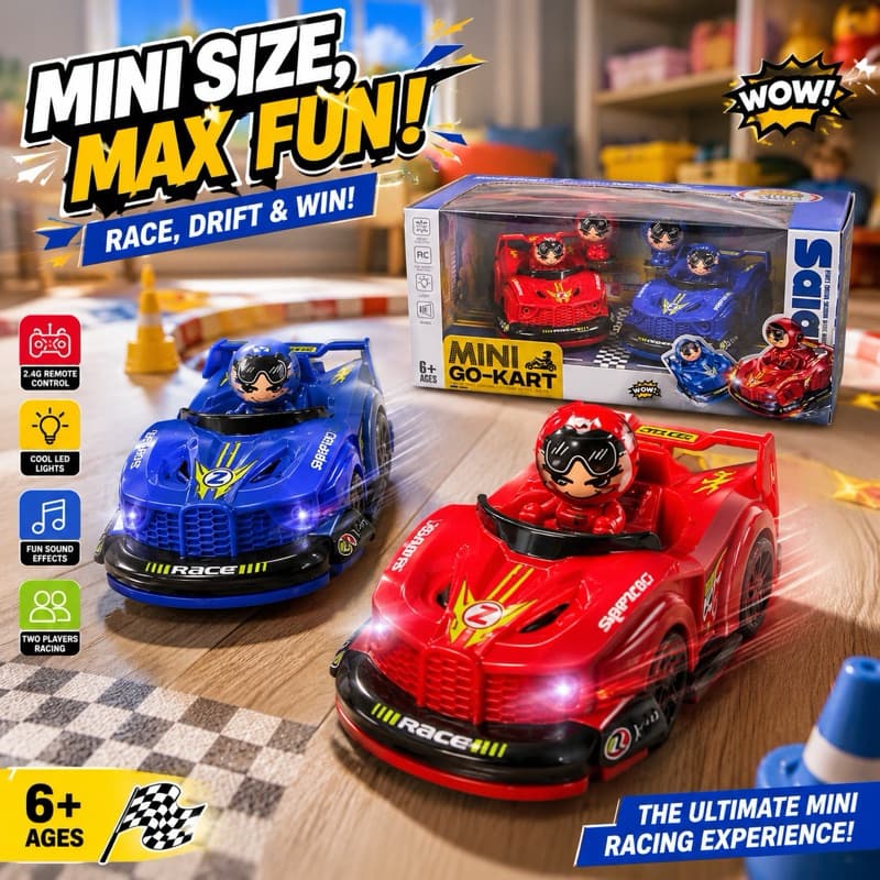 Kit Mini Go-Kart Bate-Bate Controle Remoto 2.4G – 2 Jogadores