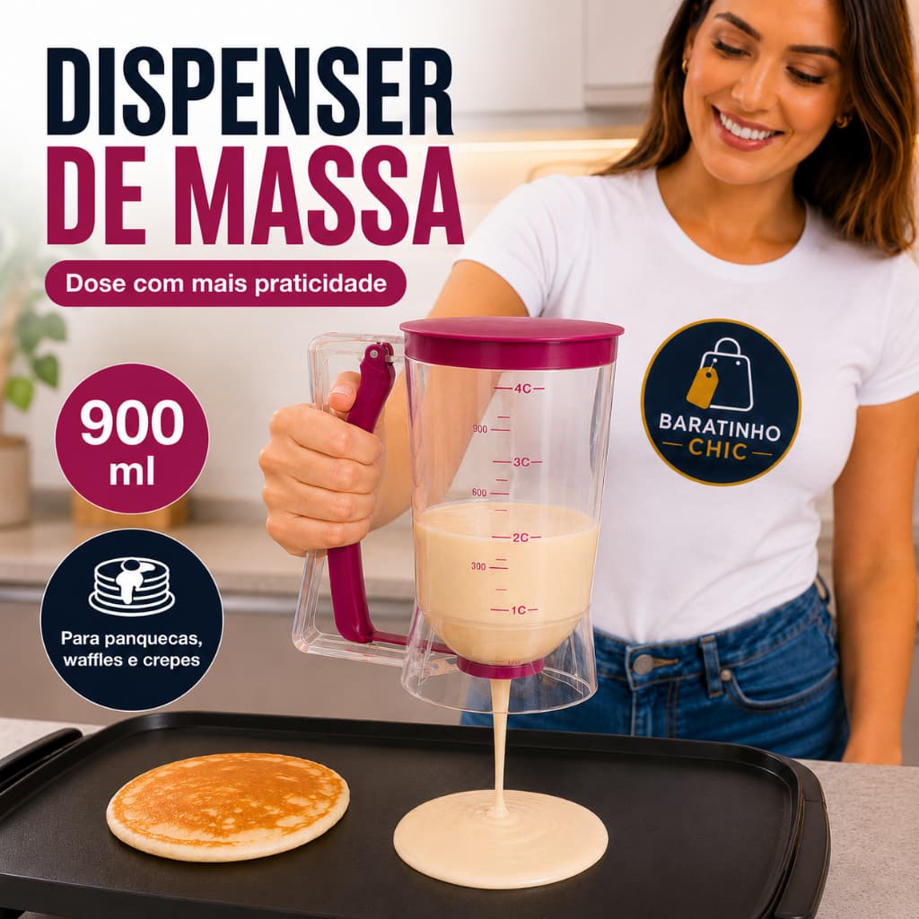 Dispenser Dosador de Massa 900ml Para Panqueca Waffle Crepe Com Gatilho Cozinha
