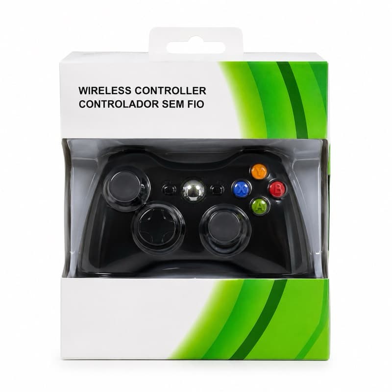 Controle Sem Fio 360 Wireless Controller Compatível com Xbox 360 PC Notebook Joystick Gamepad Preto com Receptor USB