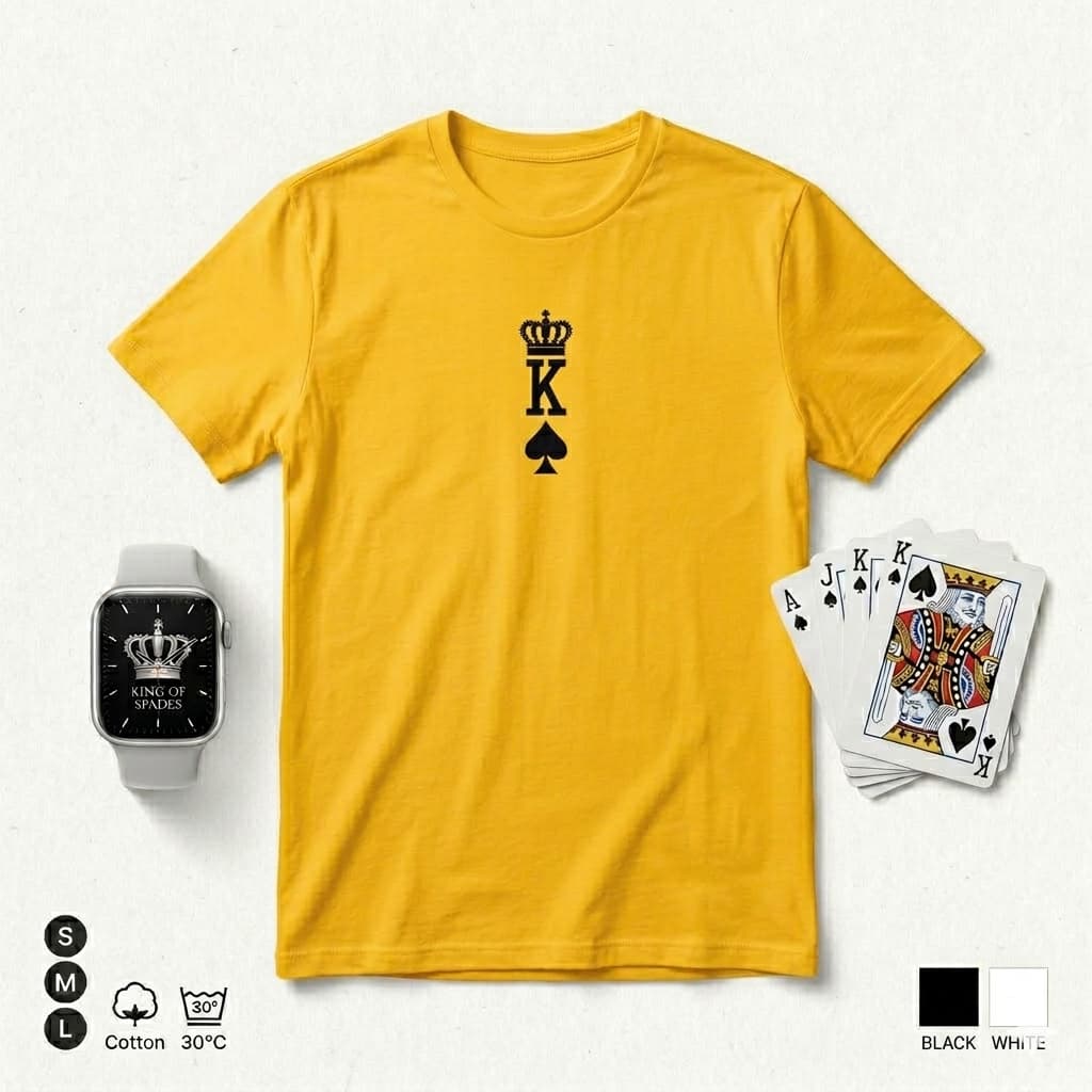 Camiseta Masculina King Of Spades Algodão Premium Casual Estampa Rei de Espadas Confortável Blusa Básica