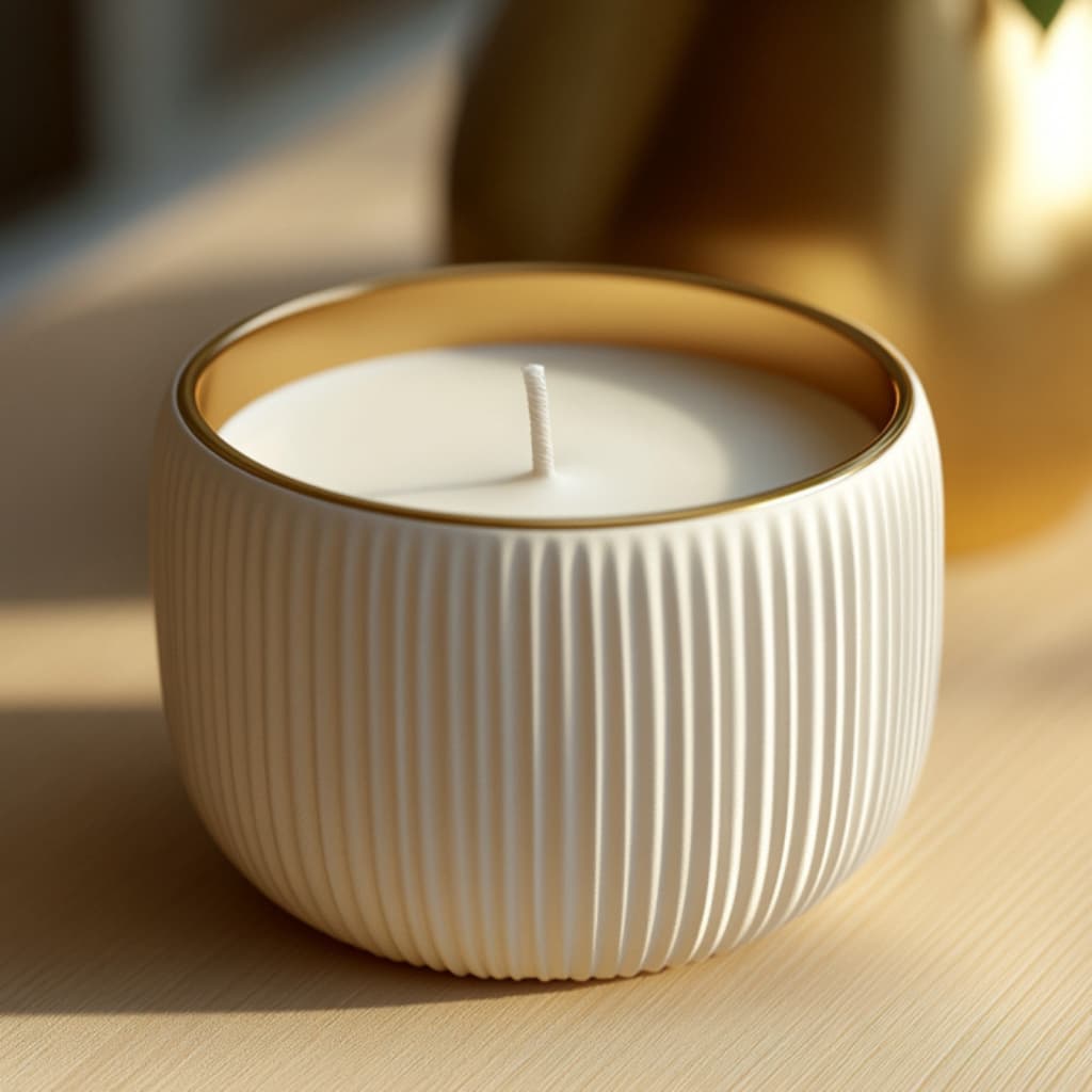 Vela Aromática Decorativa Cera Vegetal Pavio Algodão Vaso de Gesso Sustentável e Design Sofisticado 350g
