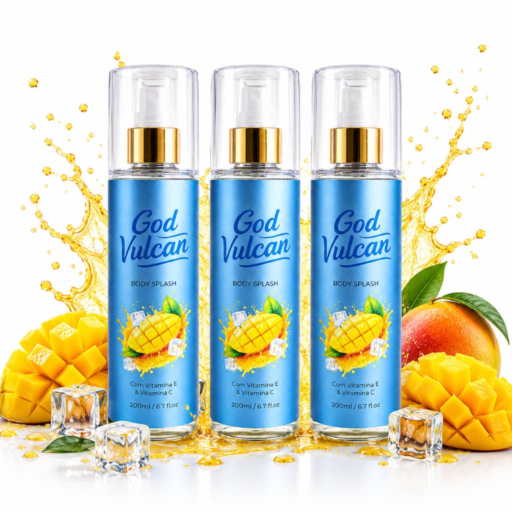 Kit 3 Body Splash Manga God Vulcan 200ml Refrescante Unissex Sensação Pós-Banho Com Vitaminas E e C
