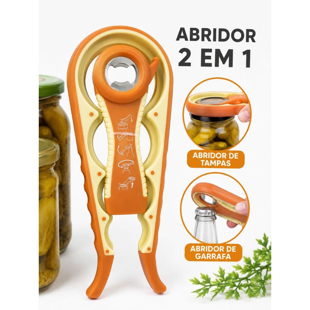 Abridor de Tampas, potes e Garrafas 6 em 1Multifuncional Universal Ergonômico