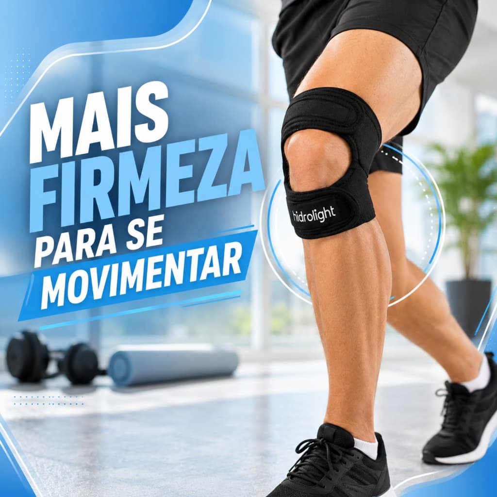 Joelheira Sub Patelar Hidrolight Ajustável em Neoprene Ortopédica para Joelho Preta Tamanho Único