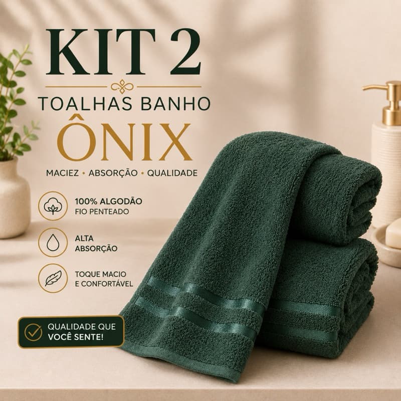 Kit 2 Toalhas Ônix Luxo Banho 62x132cm Super Macia 100% Algodão Alta Qualidade
