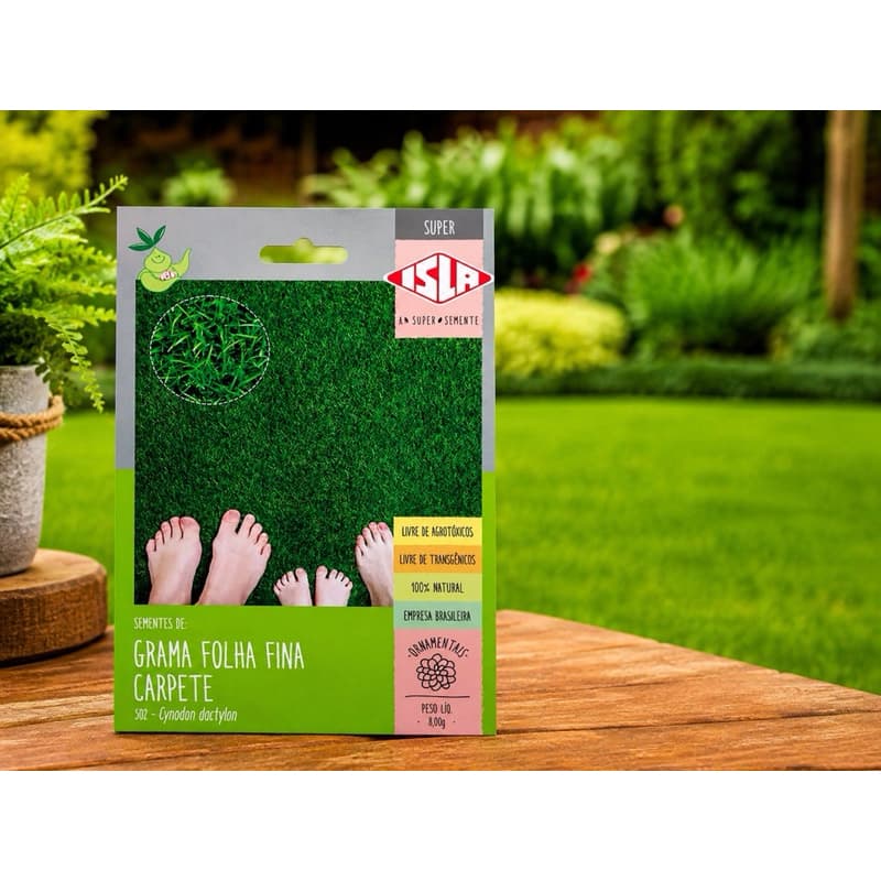 Sementes de Grama Folha Fina Carpete Isla 8g | Gramado Verde e Uniforme