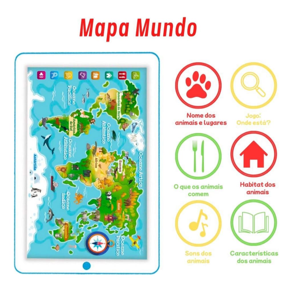 Aprenda Brincando Mapa Mundo DMT0064 – DM Toys