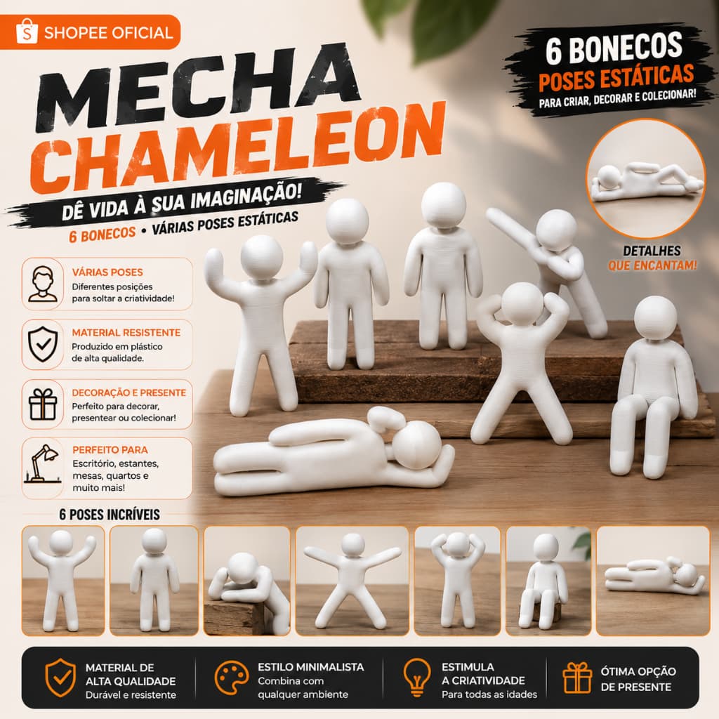 Bonecos Mecha Chameleon Decoração Mesa Escritório Colecionável