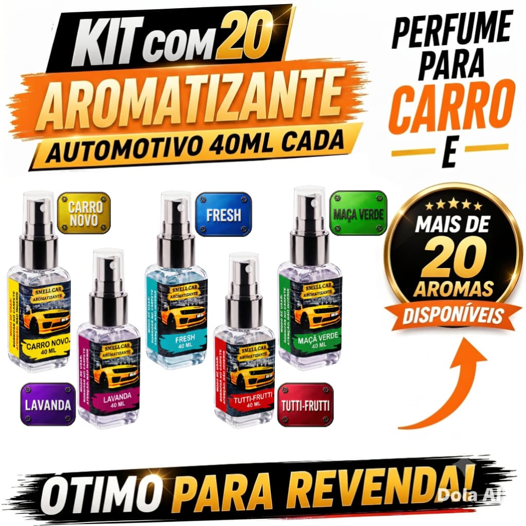 Kit 20 Cheirinho de Carro 40ML Spray Aromatizante Perfume Longa Duração