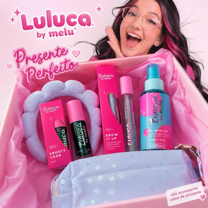 KIT PRESENTE INFANTIL LULUCA BY MELU COMPLETO 5 ITENS FEMININO ADOLESCENTE| Skincare + Gloss + Body Splash + Tiara Fofa