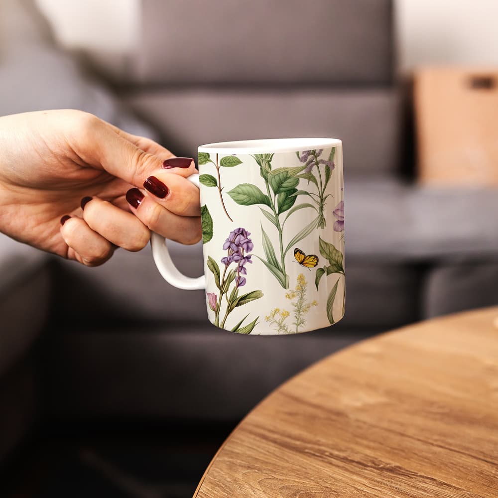 Caneca Flores Cerâmica Personalizada Porcelana Xícara Presente
