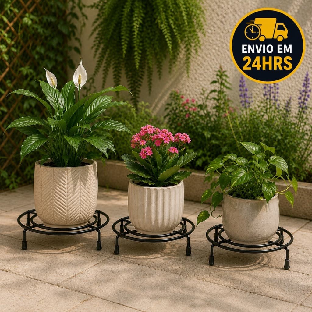 kit 3 descanço para vaso de plantas