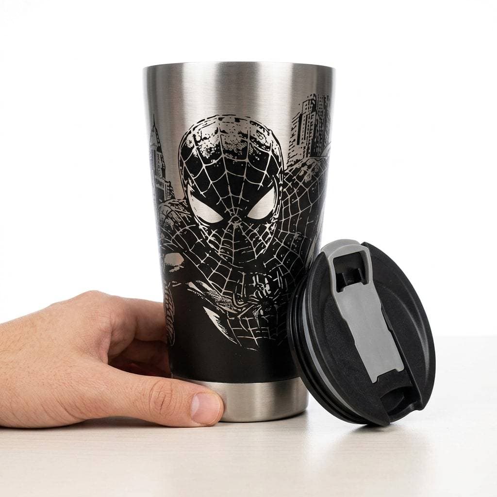 Copo Térmico Homem-Aranha Personalizado Nome Gravação a Laser 473ml Presente