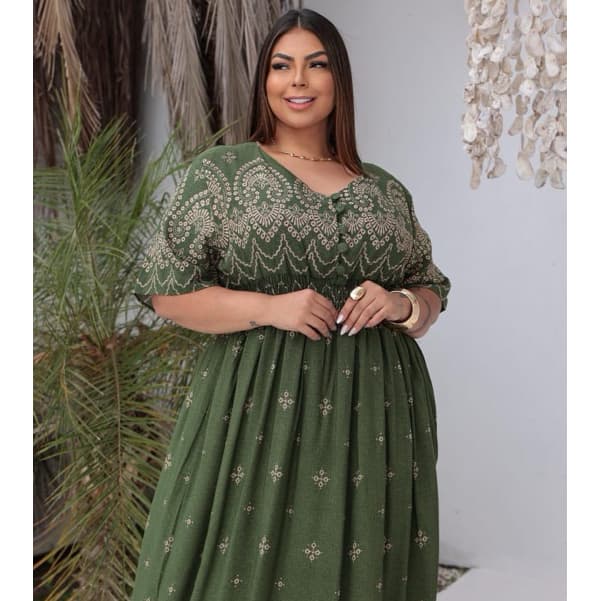 Vestido Longo Plus Size Floral G2