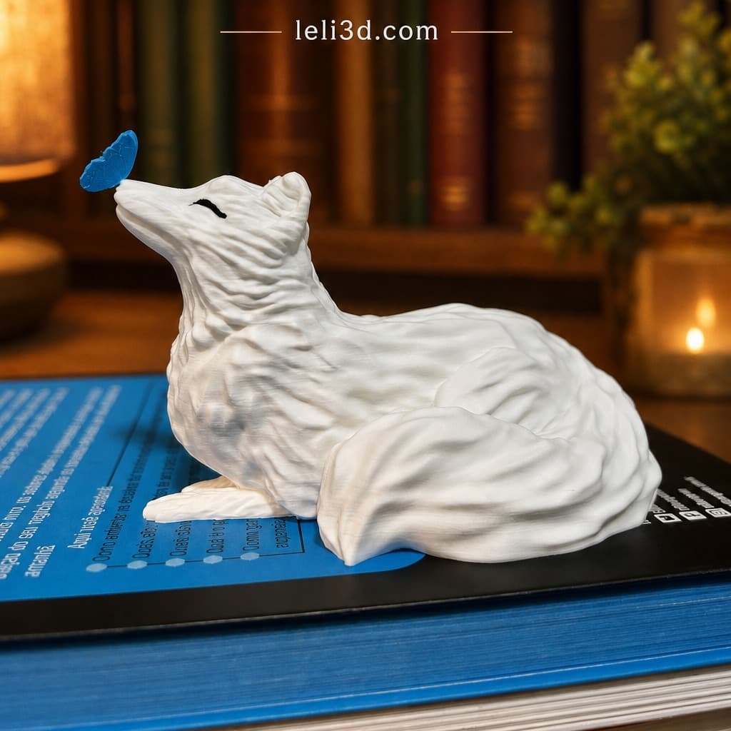 Raposa branca de decoração para estante Enfeite literário - Ônix Quicksilver