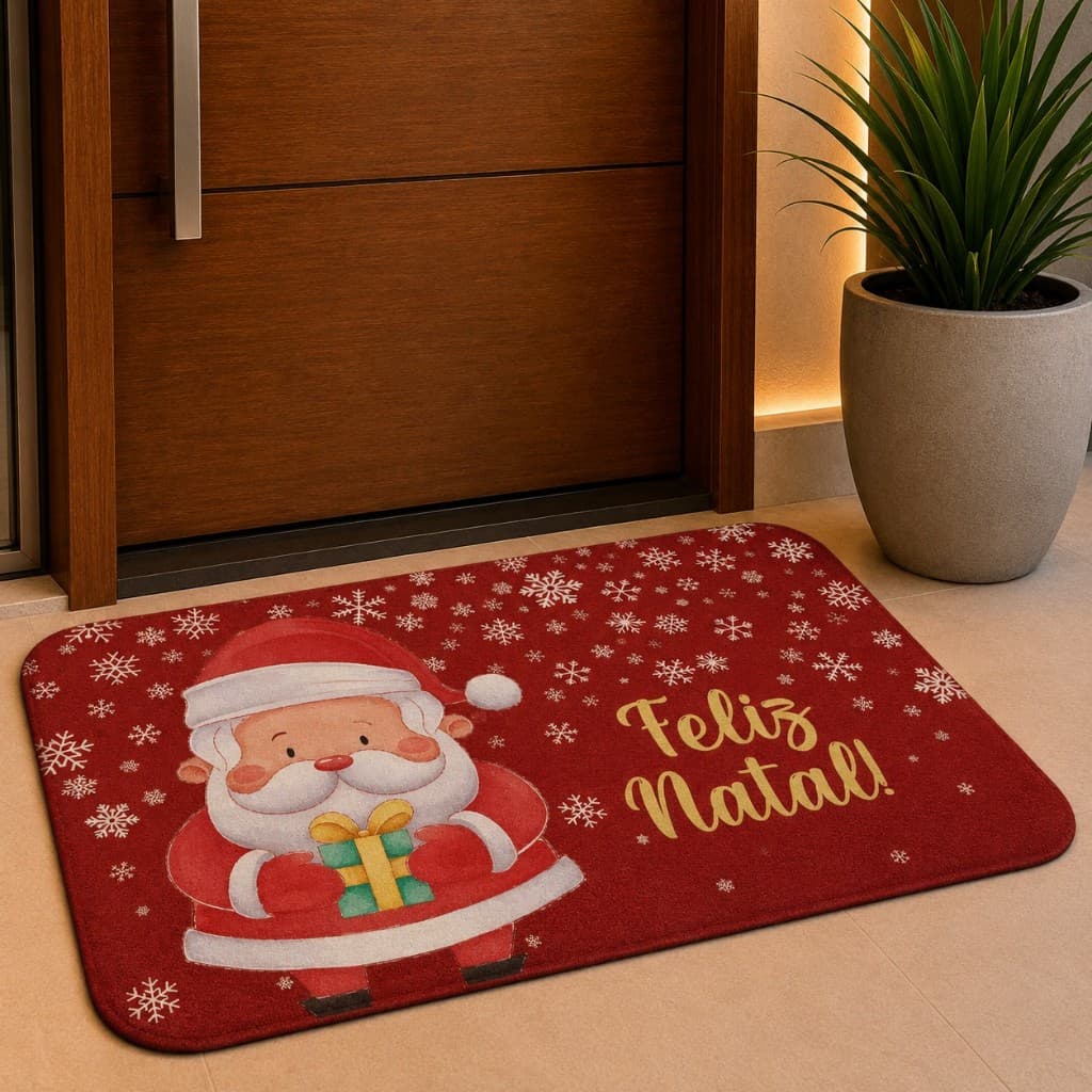 Tapete de Porta Natalino Noel Antiderrapante 60x34cm Direto de Fabrica.